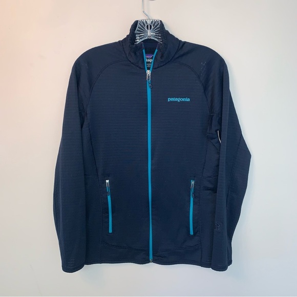 Patagonia R Series Full Zip Blue Grid Fleece Jacket M - Picture 1 of 7